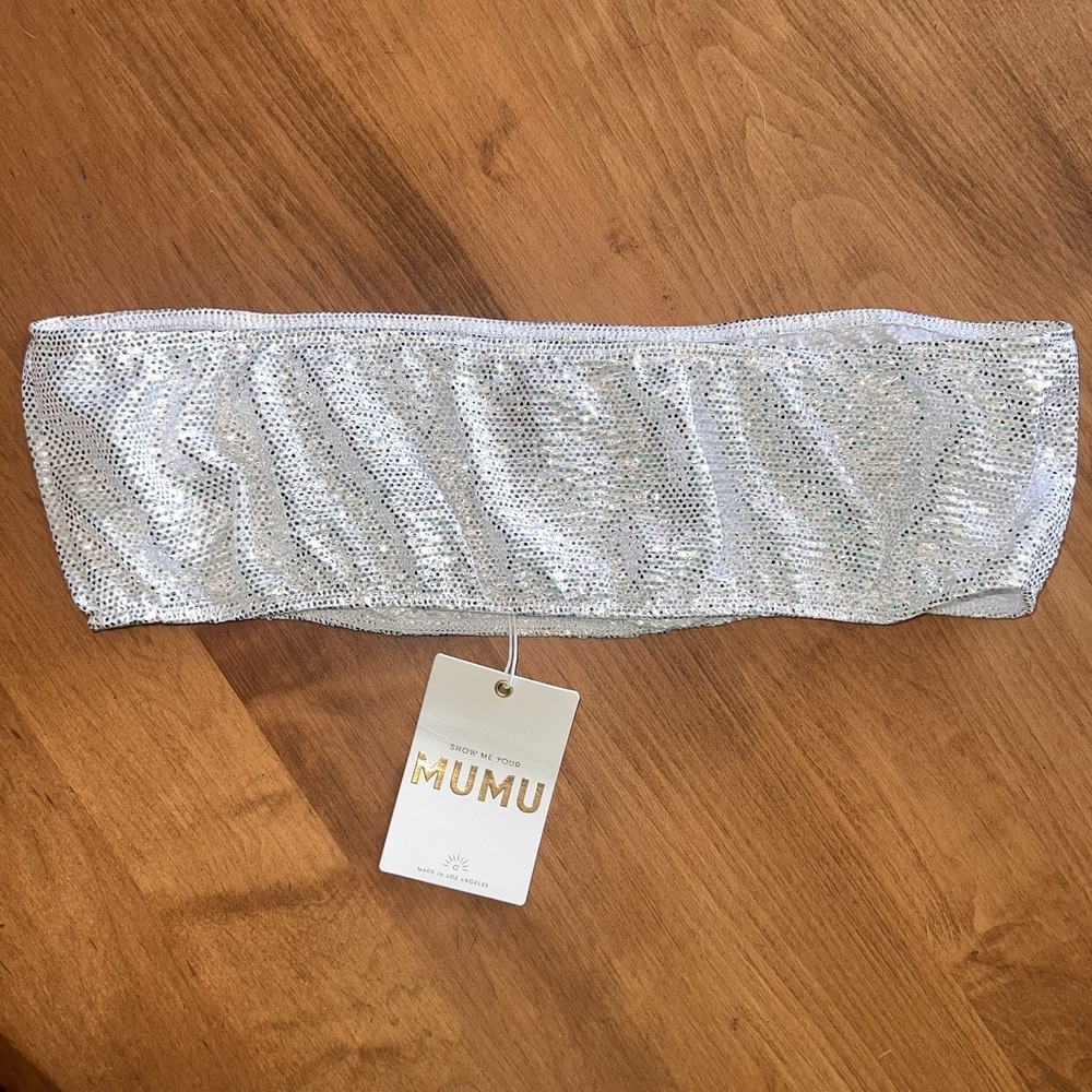 NEW Show Me Your Mumu Micro‎ Tube Top, Silver Confetti Size Large - Picture 9 of 11